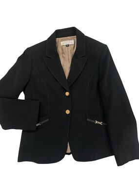 Tahari Black Tailored Blazer with Gold Buttons petite 8